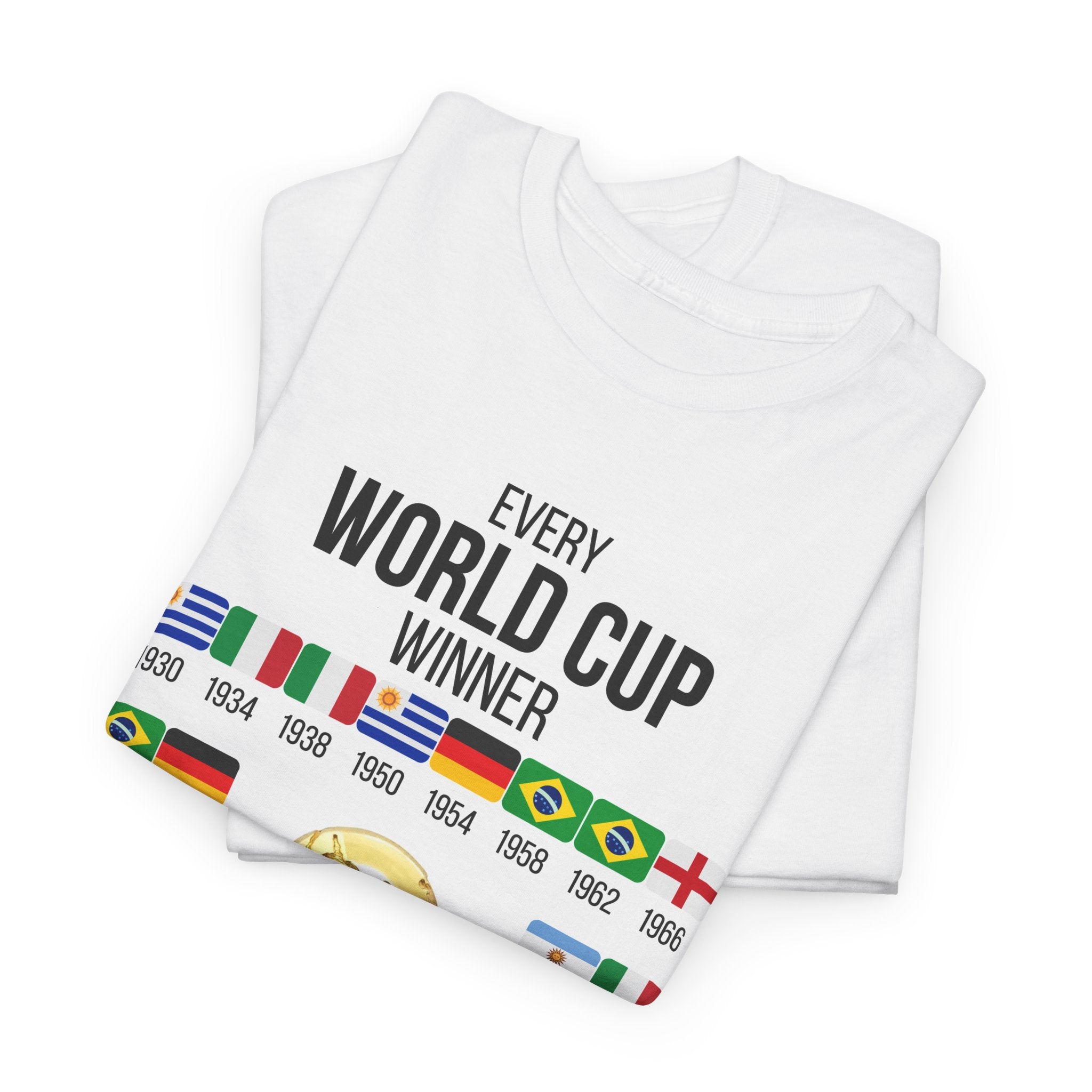 World Cup Winners T-Shirt - Every World Cup Champion with Trophy and Flags