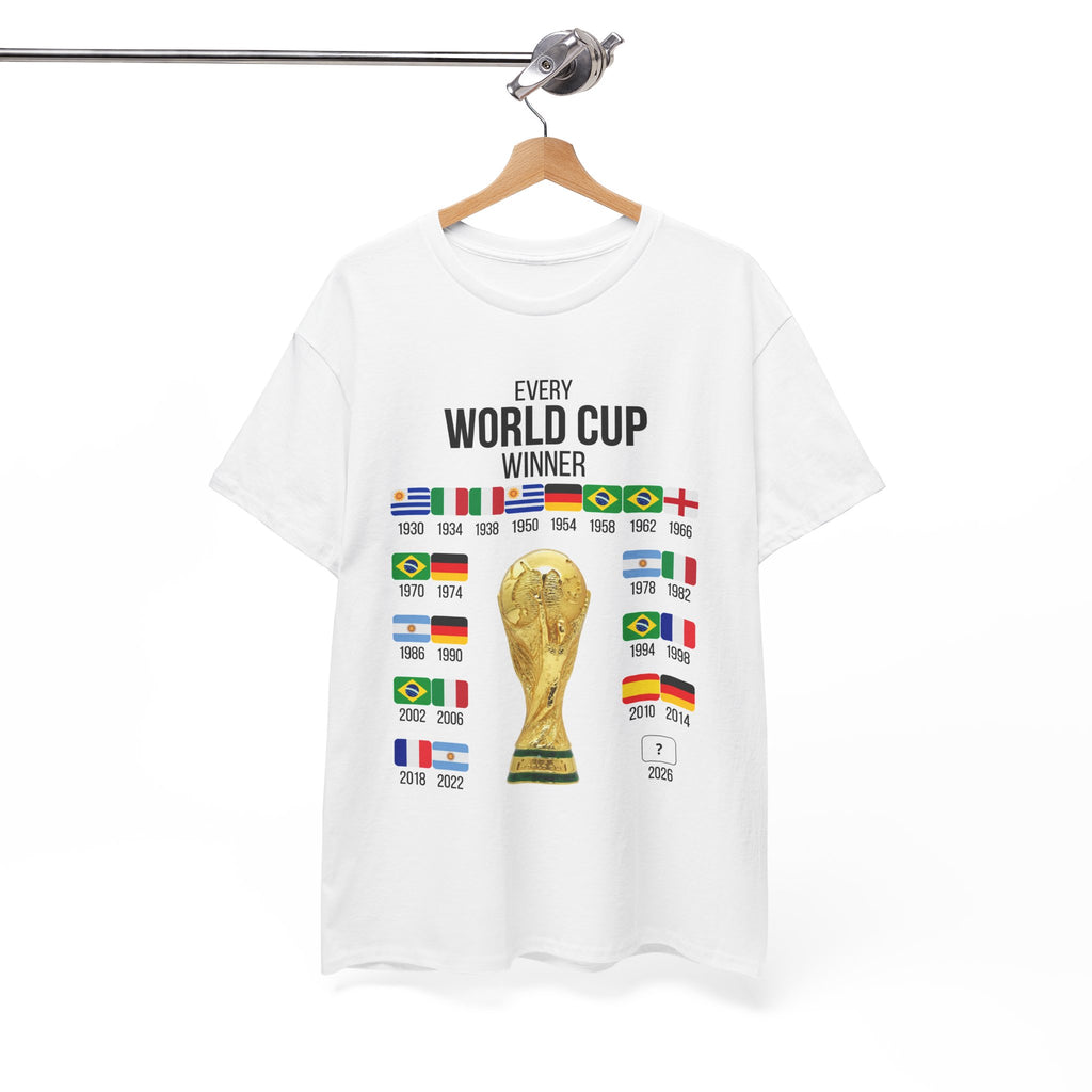 World Cup Winners T-Shirt - Every World Cup Champion with Trophy and Flags