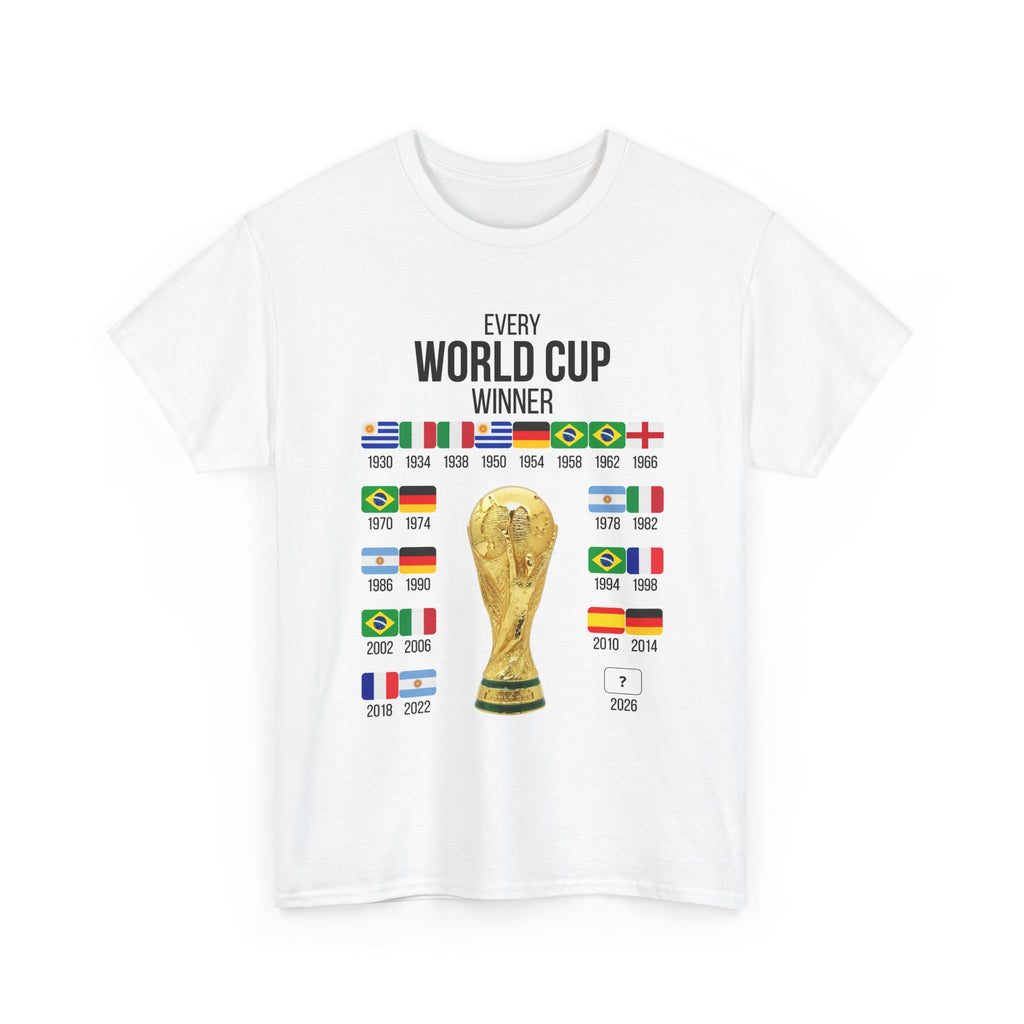 World Cup Winners T-Shirt - Every World Cup Champion with Trophy and Flags
