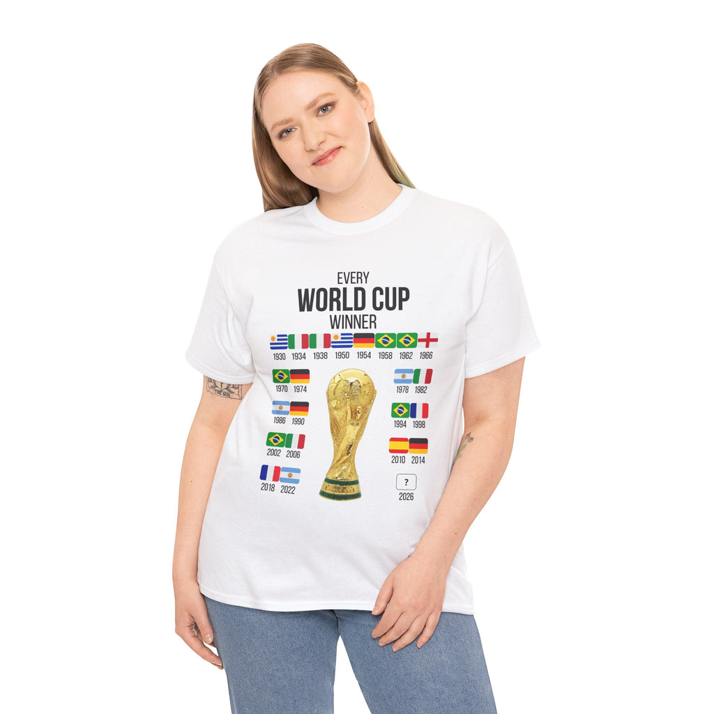 World Cup Winners T-Shirt - Every World Cup Champion with Trophy and Flags